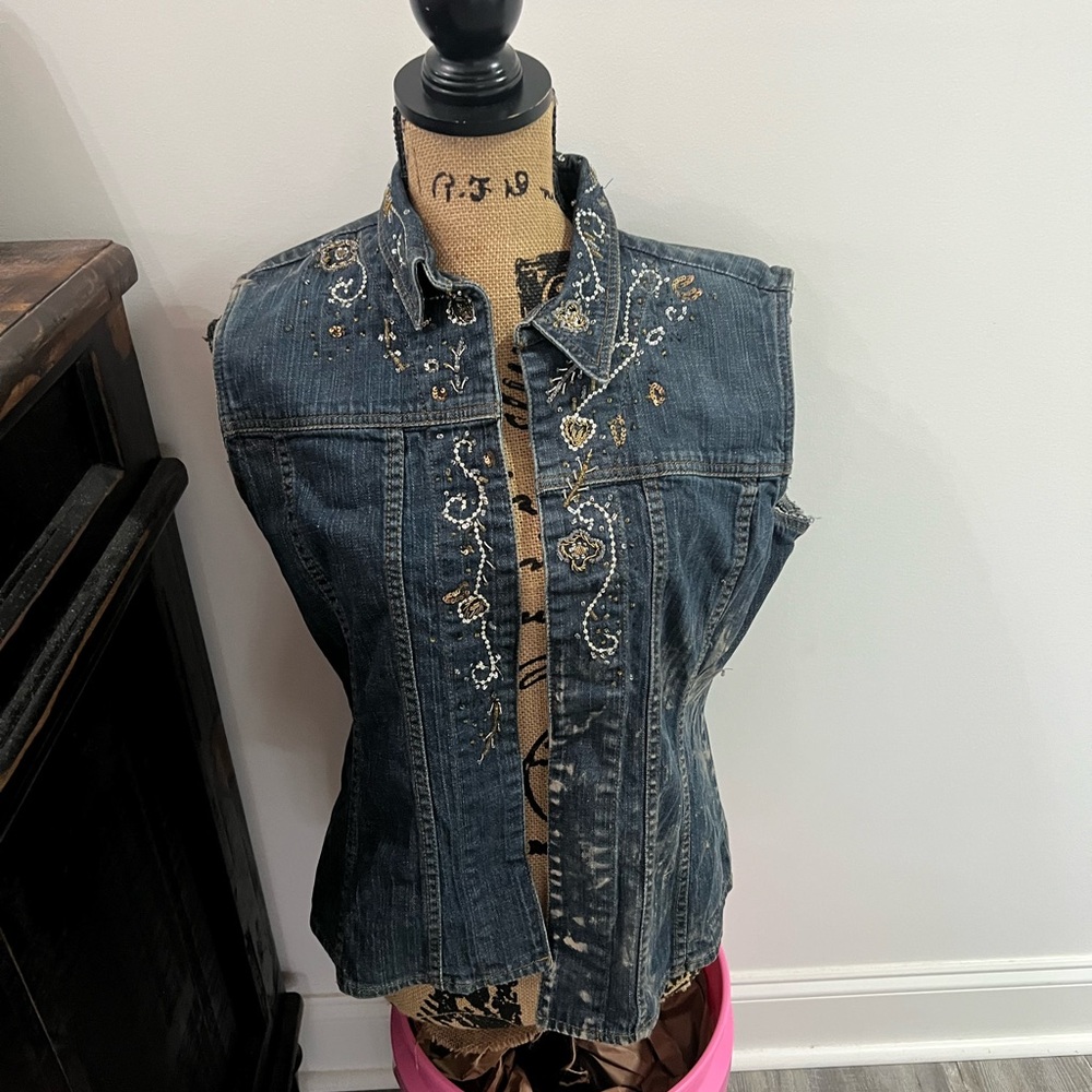 Chico's Dark Blue Denim Vest